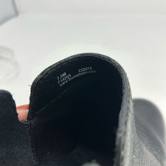 Born Antonia Black Leather Heeled Ankle Booties Size 7.5M Casual Back Zipper - Picture 12 of 14